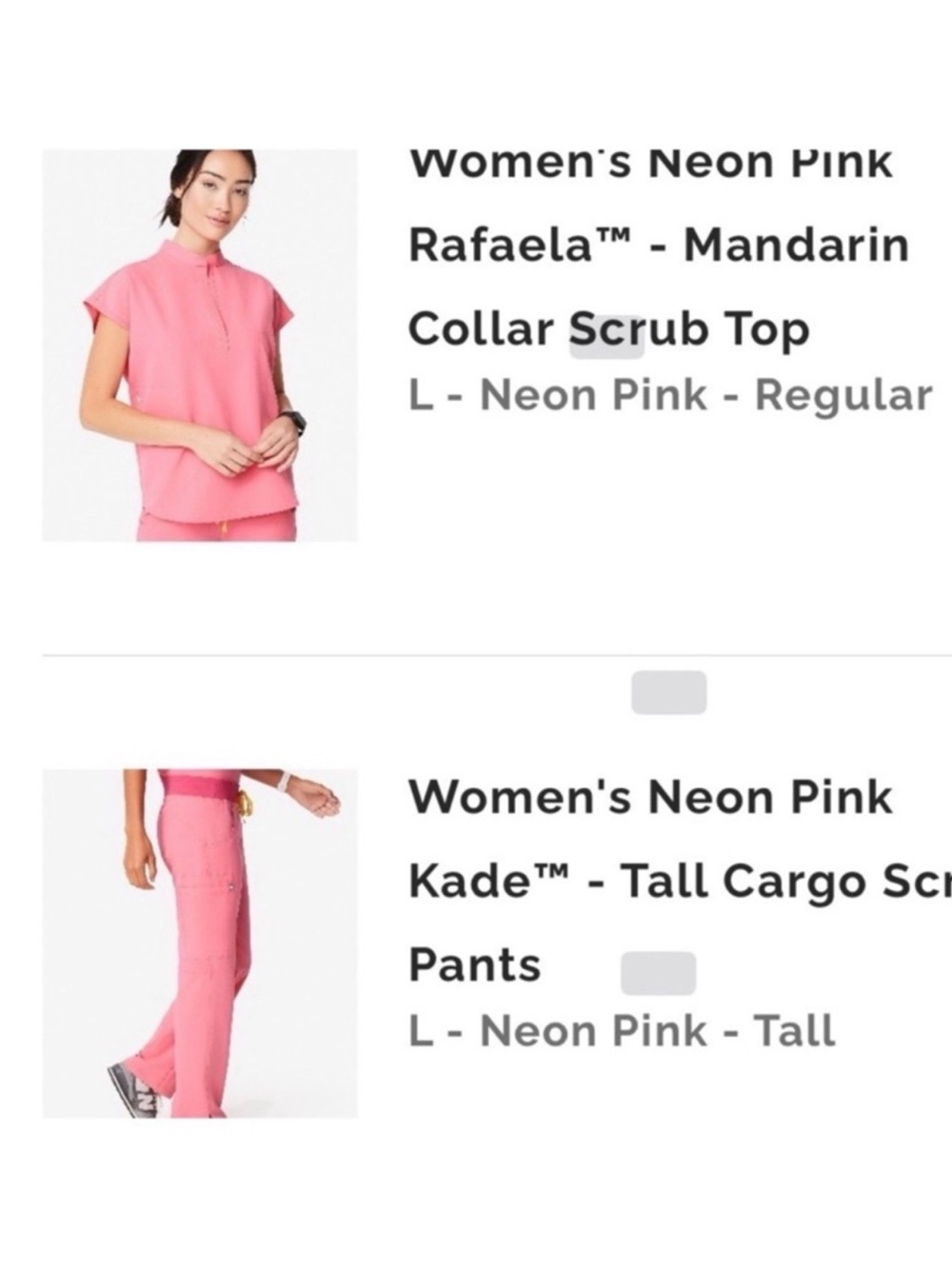 Women's Neon Pink Tall Cargo Scrub Pants and Top